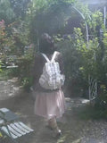 Purpdrank  Retro Japanese Polka Dot Pocket Backpack with Large Capacity Casual Bag