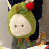 Purpdrank  Cute Cartoon Apple Shoulder Bag Lovely Cartoon Apples Backpack Crossbody Bag  Plush Large Capacity Schoolbag Plush Shoulder Bag