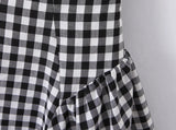 Purpdrank  Sexy Red Gingham Plaid Mini Sleeveless Dress Women Bow O Neck Zipper Back Low Waist Ruched Hem Swing Tank Dresses Vestidos Black