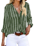 Purpdrank  Simple Blouse Women V Neck Striped Shirts Long Sleeve Vintage Fashion Top Spring Summer New Casual Female Blouse