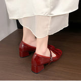 Purpdrank  New Butterfly-knot Women Mary Jane Shoes Elegant Thick Heel Shoes Ladies Fashion Dress Pumps