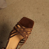 Purpdrank  new Summer Women Sandals Sheep Suede Leather Women Shoes Open Toe Ankle Strap Shoes Square Toe Thin Heel Sandals