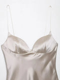 Purpdrank  Backless Suspenders Heart Shaped Collar Satin Textured Top Women's Summer Gentle Temperament Solid Color Self Cultivation Sling