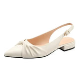 Purpdrank  Beige Heeled Sandals Low-Heeled Shoes With Strap Shallow Mouth Black Low-heeled Open Retro Closed Leather Girls Flat Clear Point