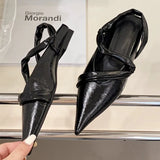 Purpdrank  Elegant Pointed Toe Narrow Band Flat Sandal Women Fashion Shallow Back Strap Design Brand Slide Sandal Comfort Non-slip Moccasin