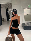 Purpdrank  Sexy Short sets womens 2 pieces Summer vacation oufits beach sets womens 2 pieces knitted shorts set women two pieces set new in