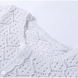 Purpdrank  Sexy Hollow Out 2 Pieces Set For Woman Casual Single-breasted Short Sleeve Top Mini Skirt Summer Holiday Knitted Lady Suit 2025