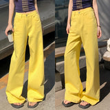 Purpdrank  Yellow Loose Straight Baggy Jeans Women Y2K Streetwear 2025 Korean Fashion Pink Casual High Waist Vintage Wide Leg Denim Pants