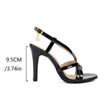 Purpdrank  Summer Sexy Ladies Sandals Open Toe Stiletto 9cm High Heel Buckle Strap Size 43 44 45 Party Women Shoes