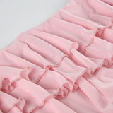Purpdrank  Hotty Pink Tierred Ruffled Hem A-line Skirt Sweet Style Women Mesh Mini Skirts with Shorts Under Fashion Clubwear