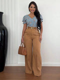 Purpdrank  Women Shiny Yellow Capris Pants High Waist Trousers Office Work Lady Full Length Summer Bottoms Capris Autumn Winter