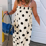 Purpdrank  Casual Sleeveless Hight Waist Long Dress Summer Sexy Off Shoulder Suspender Dress Lady Fashion Polka Dot Print Loose Party Dress