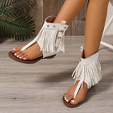 Purpdrank   Fashion Studded Sandals Low Heel Tassel New Style Sandals Summer Roman Shoes Luxury Corrective Toe Clip Boots Women Flip Flops