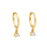 Purpdrank - 2PC Stainless Steel Little Huggies Hoop Earrings For Women Tiny Crystal Zirconia Pendant Cartilage Earrings Piercing Jewelry