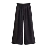Purpdrank  European style new women's fashion versatile and elegant solid color high-waisted slimming loose trousers