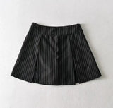 Purpdrank  Women High Waist Front Slit Mini Skirt American Vintage All-match Package Hips Pleated Skirts Side Zipper With Shorts Underwear
