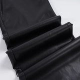 Purpdrank  Basic Solid Pu Leather Flare Pants Casual Slim Folds Low-Waisted Wide Leg Pants Women Autumn Spring Streetwear Office Lady