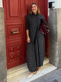 Purpdrank  High Waist Plaid Lantern Pants Women Street Loose with Elasticated Cuffed Ankles All-match Trousers Early Spring Lady Partywear