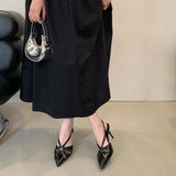 Purpdrank  Designer Hollow Cross Tied Thin High Heels Sandals Women Fashion Pointed Toe Shallow Slide Sandals Sexy Slingback Wedding Shoes