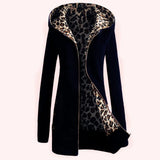 Purpdrank  Leopard Print Hooded Sweater for Women Fleece-Lined Casual Fashion Coat European American Style Women's Top in Stock