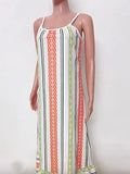 Purpdrank  Summer New Bohemian Print Strap Loose fitting Dress for Women's Vacation Style Fashion Style Beach Dress Strap Long Dress