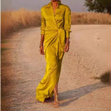 Purpdrank  Folds Graduation Gala Evening Dress Celebrity Guest Dress Autumn Elegant Women Loose Party Dress Sexy Chic Fashion Long Sleeve