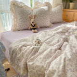 Purpdrank  Summer Comforter - Hollow Lace Washed Cotton, Breathable Thin Quilt, Cool Bedroom Decor (Layered Design)