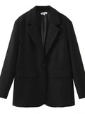 Purpdrank  Spring Autumn Free style one Button Oversized Blazer Boyfriend Vintage Women Mid Long Suit Loose Female Coat Black