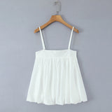 Purpdrank  Spring Summer Sexy White Camisole Women Side Zipper BUD Hem Loose Short Tank Top Vest Tee