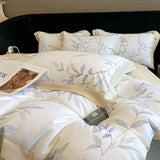 Purpdrank  Luxury Digital Printing Flowers and Plants Bedding Set Lyocell Eucalyptus Fiber Soft Silky Duvet Cover Bed Sheet Pillowcase 4Pcs