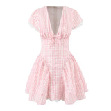 Purpdrank  Sweet Cute White Mini Dress For Pretty Girl Elegant A-line Bow V Neck Summer Dresses Party Robe Vacation Vestidos 2025