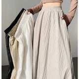 Purpdrank  Gigh Quality Spring Summer Vintage Cargo Bud Women's Skirts High Waist Solid Casual A-line Skirts Pockets Female Faldas