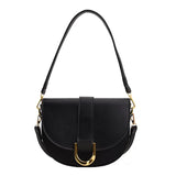 Purpdrank  Famous Brand Saddle Shoulder Bags For Women Golden Hardware Solid Color PU Crossbody Bag New Luxury Designer Handbags