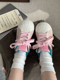 Purpdrank  Korean Chic Retro Shell Head White Shoes Women's New Versatile Laced Casual Sports Board Shoes De Xin Shoes Cross Buckle