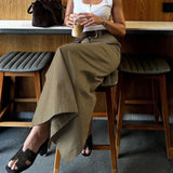 Purpdrank  Women's 2025 new temperament commuting sense of luxury, simple and versatile skirt, slit high-waisted hip long skirt