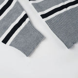 Purpdrank  American Retro Contrast Color Slash Neck Long Sleeve Loose Knitted All Match Pullovers