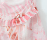 Purpdrank  Sexy Bow Ruffles V neck Tie-dye Print Mini Sling Dress Women Hollow Out Front Ruched Package Hips Irregular Robe Holiday