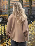 Purpdrank  Lapel Bat-Sleeve Woolen Coat Black Single Breasted Elegant Loose Thick Wool Short Overcoat French Autumn Winter Women's Outwear