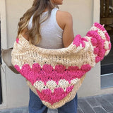 Purpdrank  Stripe Pattern Cropped Cardigans Vintage Lantern Sleeves Knitted Sweater Aesthetic Y2k Knitwear Coat Women Autumn Outwear Street