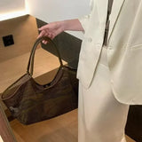 Purpdrank  New Mesh PU Leather Tote Bag Cluth Bag Large Capacity Buckle Woman Luxury Designer Travel Luggage Bag Shopper Handbag