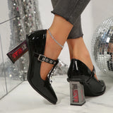 Purpdrank  Punk Elegant Pointed Toe High Heels Pumps Women 2025 New Trendy Thick Rose Heeled Dress Shoes Woman Y2K T-Strap Mary Jane Shoes