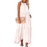 Purpdrank  Ladies' Bohemian Style High Street Summer Large Hem Stacked Long Dress Fashionable Daily Date Sexy Beach Style Pure Color Skirt