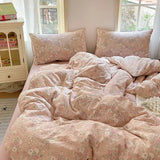 Purpdrank  4Pcs Jacquard Double-Layer Yarn Fitted Sheet Grade A Home Dormitory Bedding Set Cloud Touch Soft Skin-Friendly Bedroom Decor