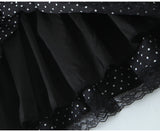 Purpdrank  Sexy Spaghetti Strap Dress for Women Summer Black Polka Dots Lace Edge A-line Slim Slip Dresses Female Bow Lace-up Beach Dress