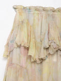 Purpdrank   Boho Beach Irregular Long Skirts for Women Chiffon Printed Summr Skirt Gypsy Retro Elastic Waist A-line Loose Falda Mujer