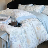 Purpdrank  Luxury Digital Printing Flowers and Plants Bedding Set Lyocell Eucalyptus Fiber Soft Silky Duvet Cover Bed Sheet Pillowcase 4Pcs