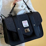 Purpdrank - Vintage Bags For Women 2023 England Style Tote Bag PU Messenger Bag Lock Cover Cross Bag JK