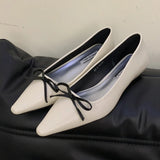 Purpdrank  Elegant Pointed Toe Butterfly-knot Low Heel Pumps Women Comforta Shallow Flat Designer Shoe Fashion Office Shoe Zapatos De Mujer