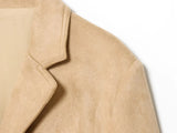 Purpdrank  New Autumn Women's Casual Sle Two-Button Long Sve Loose Suede Vesent Coat Flip Collar Polyester Fiber Faionable