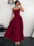 Purpdrank  Sleeveless Backless Bodycon Zipper Straps Pleated Long Dress Solid Sexy Elegant Maxi Dress Party Club Prom Summer Outfit